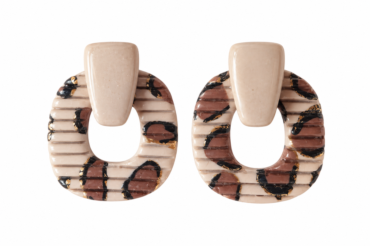 Boucles d'oreilles - Zaya - Leopard marbré